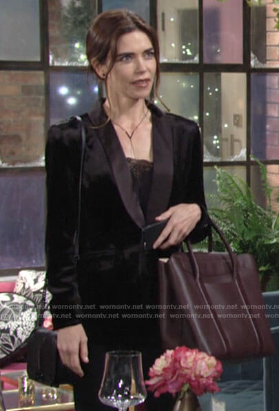 Victoria's black velvet blazer on The Young and the Restless