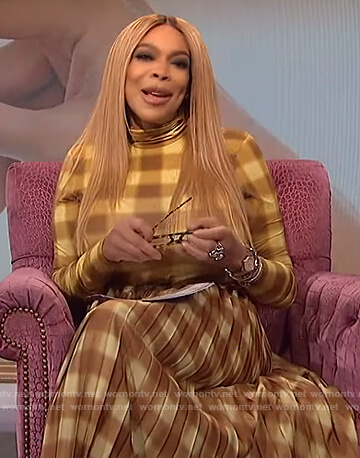 Wendy's yellow gingham check top and skirt on The Wendy Williams Show