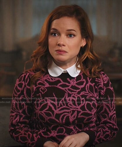 Zoey's metallic floral sweater on Zoeys Extraordinary Playlist