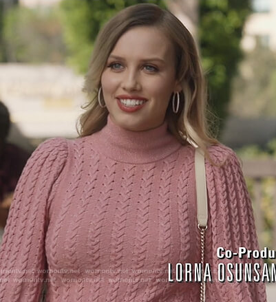 Amber's pink puff sleeve sweater on All American