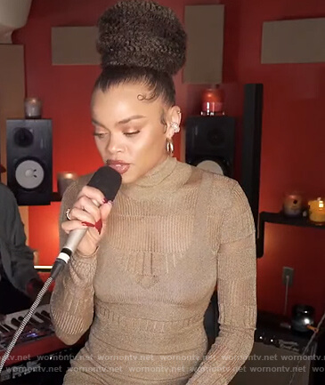 Andra Day's gold metallic dress on The View