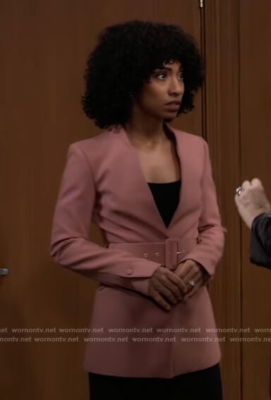 Jordan's pink belted blazer on General Hospital