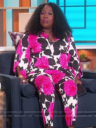 Sheryl's floral print top and pants on The Talk