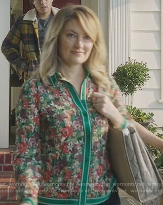 Alice's green floral contrast stripe blouse on Riverdale