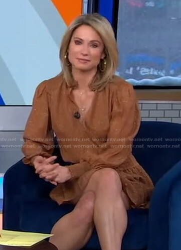 Amy's brown metallic mini dress on Good Morning America