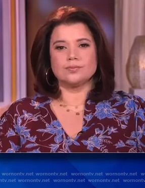 Ana's maroon floral print blouse on The View