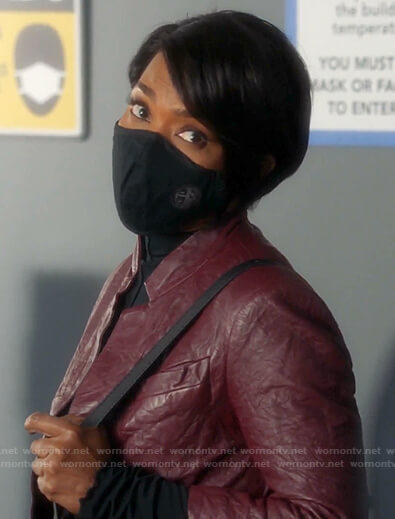 Athena's red wrinkled leather jacket on 9-1-1