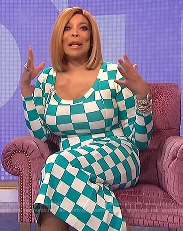 Wendy's checkerboard print dress on The Wendy Williams Show