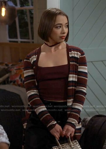 Ceila's striped long cardigan on Call Your Mother
