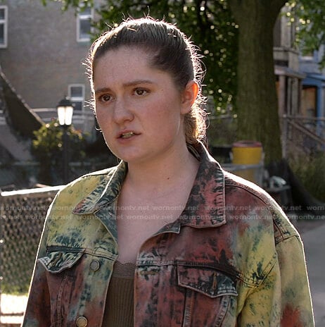 Debbie's tie dye denim jacket on Shameless