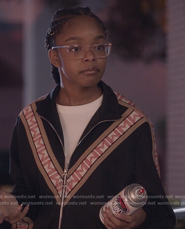 Diane's M Chevron stripe jacket and pants on Black-ish