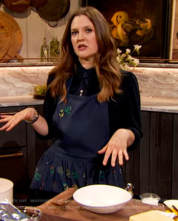 Drew's navy shirtdress on The Drew Barrymore Show