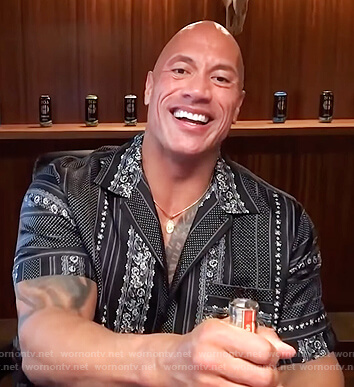 Dwayne Johnson's black printed shirt on The Kelly Clarkson Show