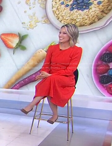 Dylan's red long sleeve midi dress on Today