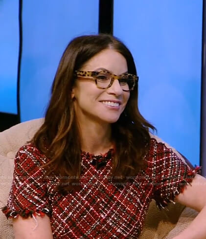 Erica Keswin's red tweed dress on Live with Kelly and Ryan