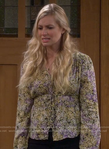 Gemma's floral v-neck top on The Neighborhood