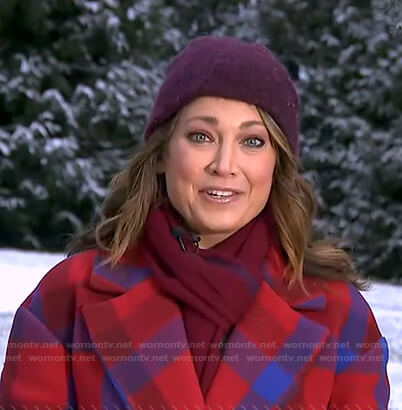 Ginger's red and blue plaid coat on Good Morning America