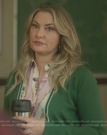 Alice's green contrast trim cardigan on Riverdale