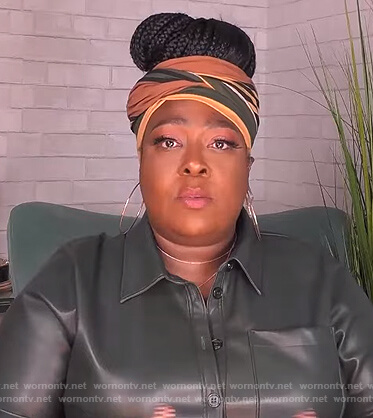 Loni's green leather shirtdress on The Real