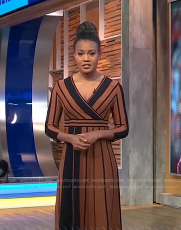 Janai's brown striped midi dress on Good Morning America
