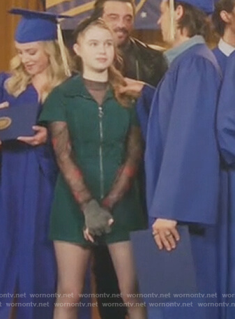 Jellybean's green zip front romper on Riverdale