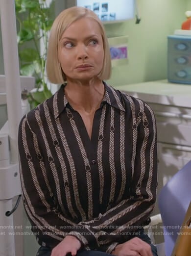 Jill's black chain print blouse on Mom
