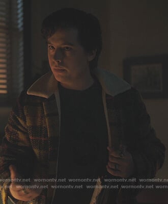 Jughead's yellow plaid shearling jacket on Riverdale