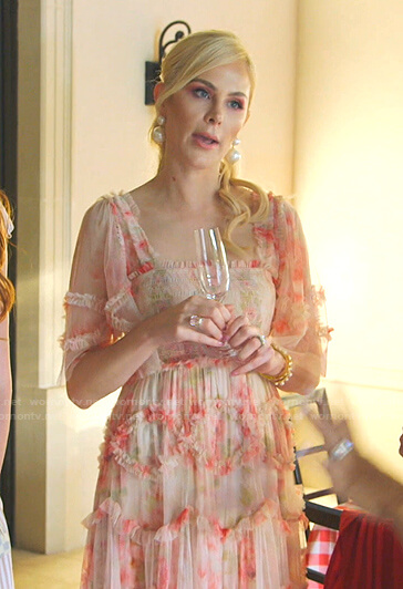 Kameron's pink floral maxi dress on The Real Housewives of Dallas