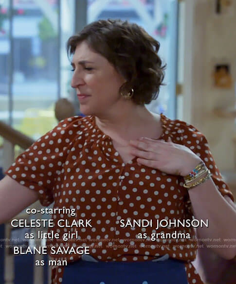 Kat's brown polka dot top on Call Me Kat