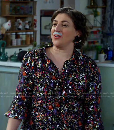Kat’s metallic floral tie-neck dress on Call Me Kat