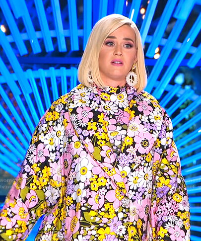 Katy's multicolor floral print coat on American Idol