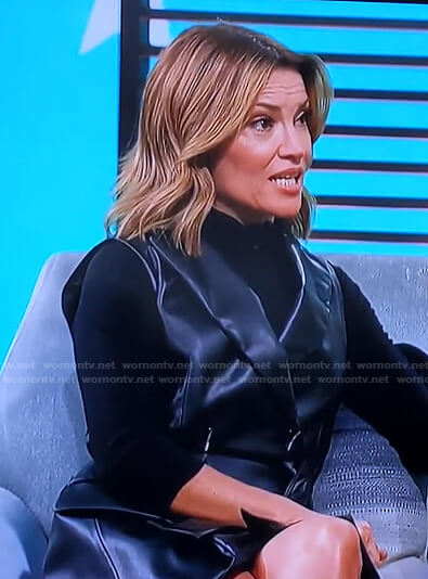Kit's black leather vest dress on Access Hollywood
