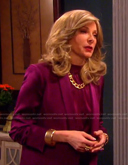 Laura's purple ruched sleeve blazer on Days of our Lives