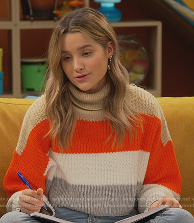 Lex's stripe turtleneck sweater on Side Hustle