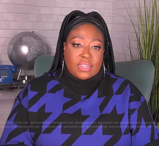 Loni's blue and black houndstooth sweater on The Real