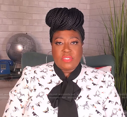 Loni's printed tie neck blouse on The Real