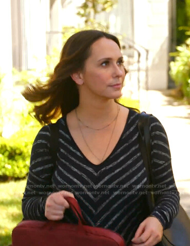 Maddie's striped v-neck top on 9-1-1