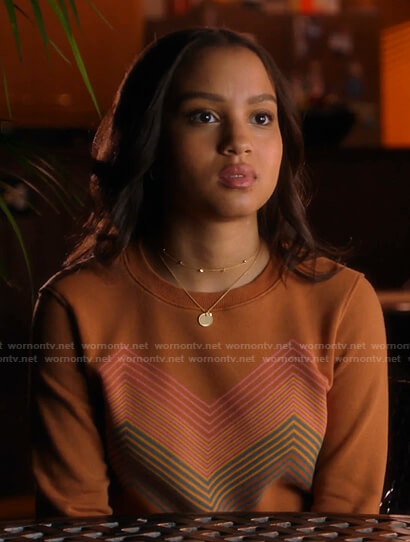 May's orange chevron striped sweatshirt on 9-1-1