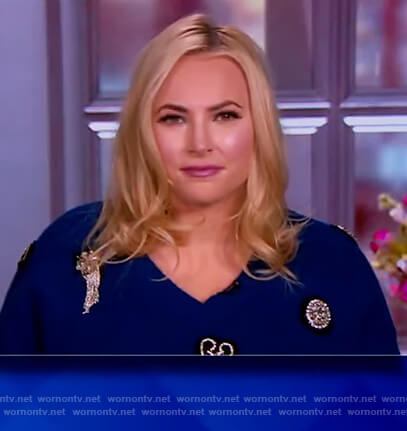 Meghan's blue embellished v-neck sweater on The View