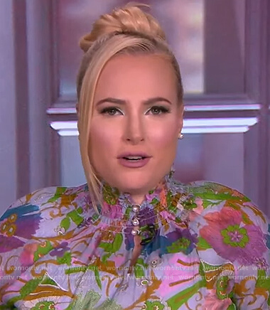 Meghan's floral smocked neck blouse on The View