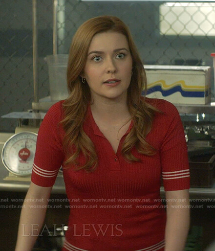 Nancy's red striped polo on Nancy Drew