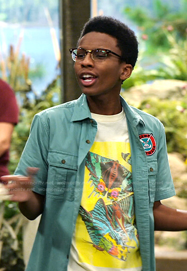 Noah's butterfly print tee and tartan pants on Bunkd