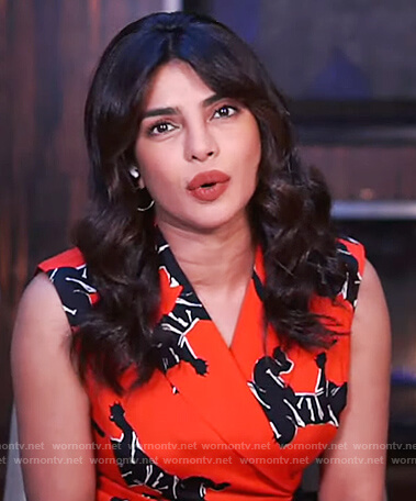 Priyanka Chopra Jonas's red panther print jumpsuit on The View