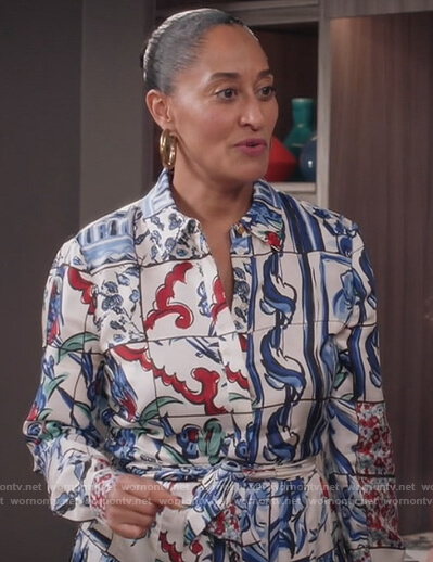 Rainbow's white floral print shirtdress on Black-ish