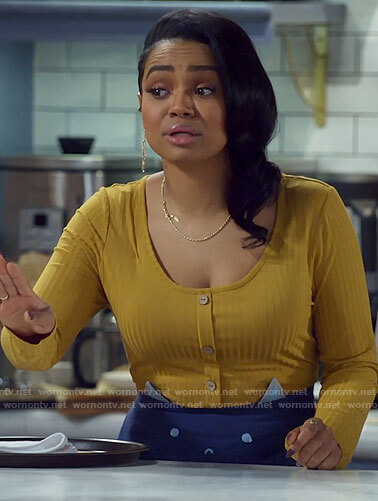 Randi's yellow button front dress on Call Me Kat