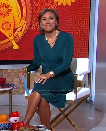 Robin's green ruched dress on Good Morning America