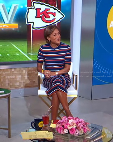 Robin's striped short sleeve dress on Good Morning America