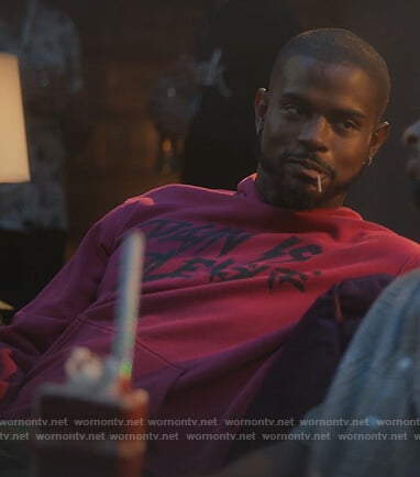 Aaron's pink pain is pleasure hoodie on Grown-ish