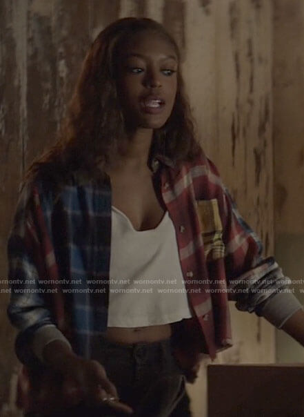 Ryan's patchwork plaid shirt on Batwoman