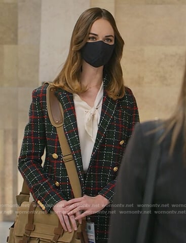 Sam's green plaid double breasted blazer on All Rise
